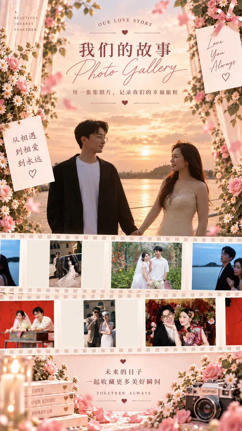 OUR LOVE STORY 我们的故事 Photo Gallery，用一张张照片，记录我们的幸福旅程。未来的日子，一起收藏更多美好瞬间。TOGETHER ALWAYS